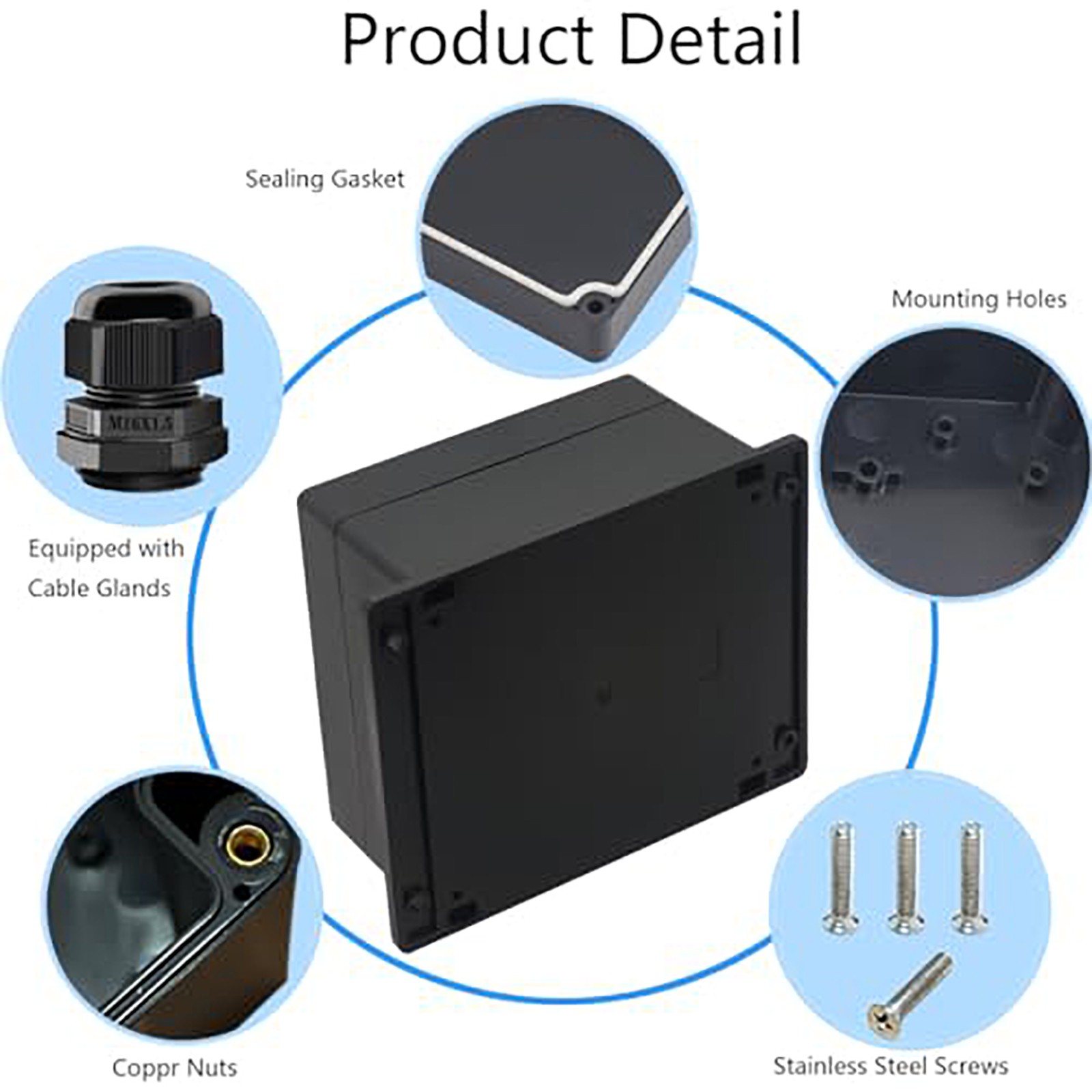 Waterproof Black Plastic Project Enclosure DIY Electrical Junction Box Dustproof