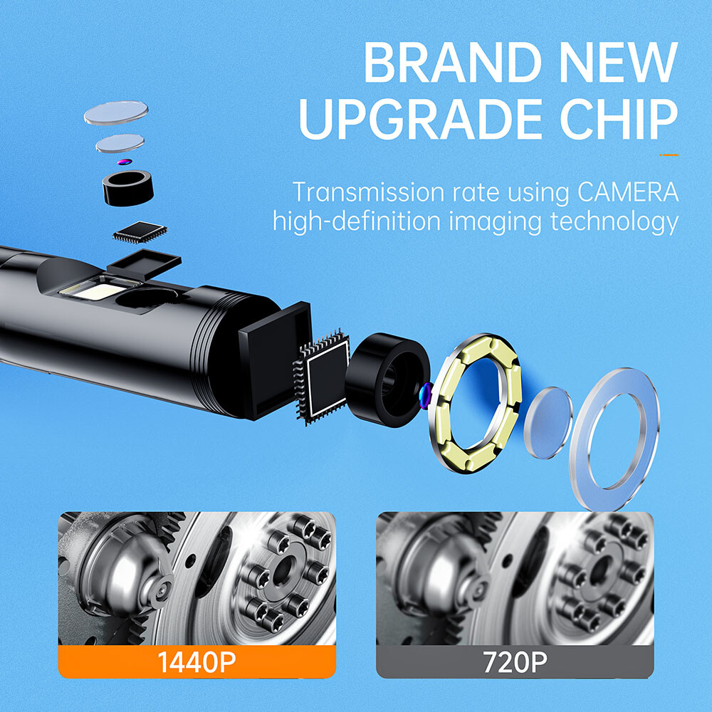 Dual Lens Camera Endoscope Inspection Cam Waterproof 8LED iPhone iPad Android US