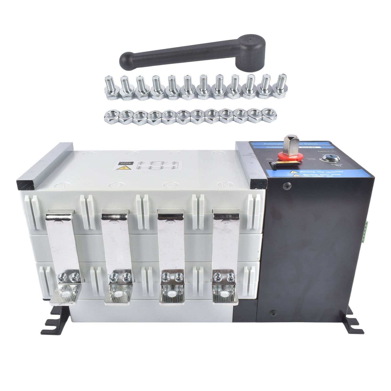 Industrial Automatic Transfer Switch 4P 400A 110V or 220V Auto or Manual Mode
