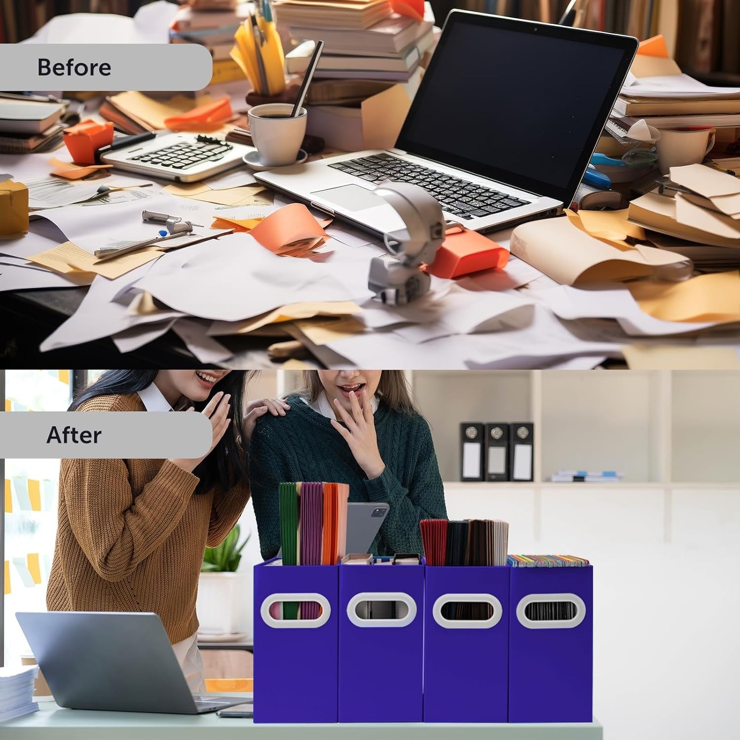 Elegant Hanging File Organizer for Letter-Sized Documents – 2 Deep Blue Packs