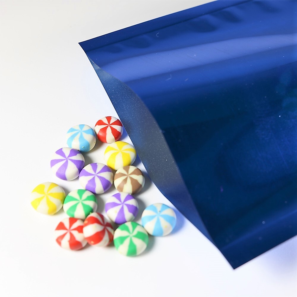 100 4.5×7″ Glossy Blue Heat Sealable Trading Cards Blind Packaging Open Top Bags