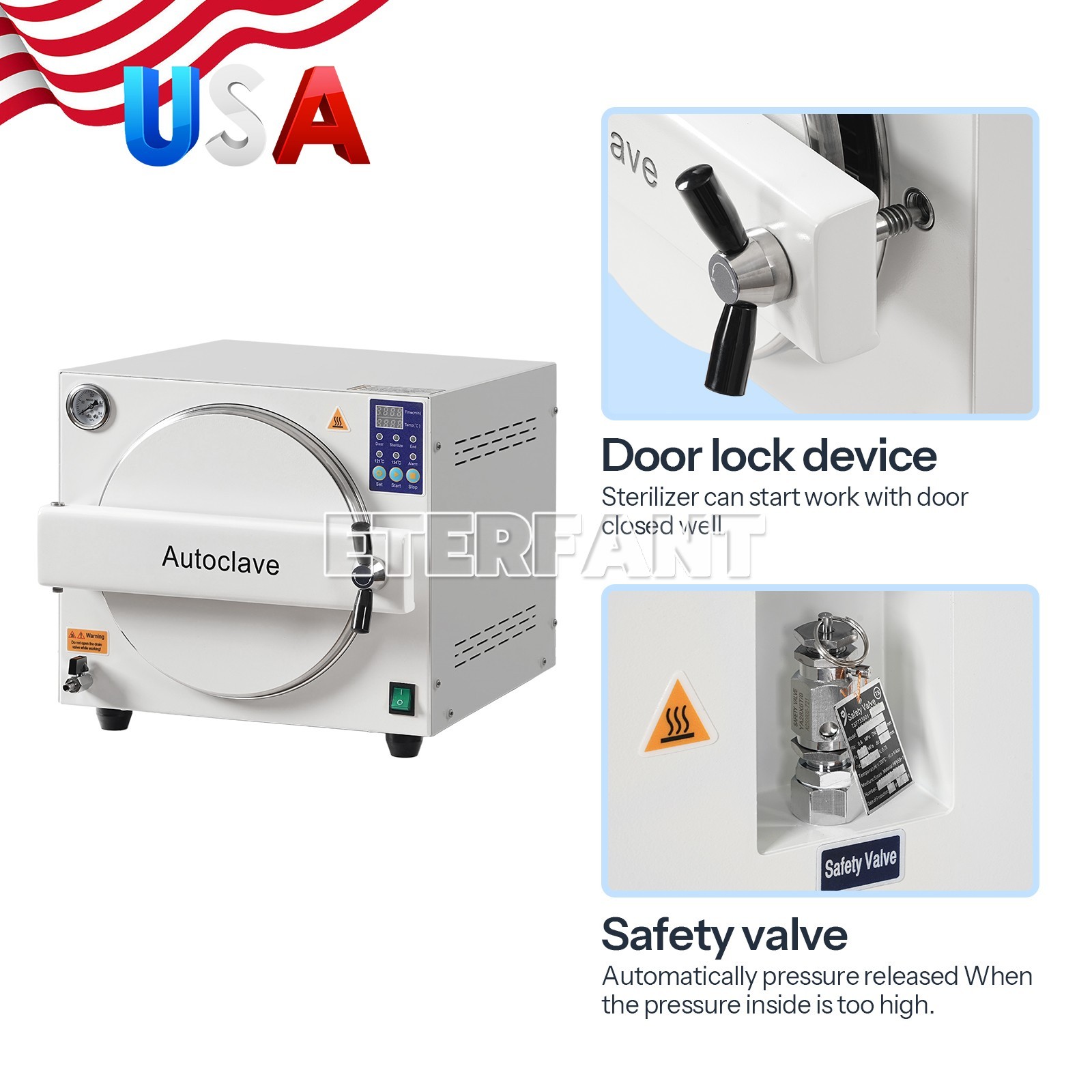 18/23L Class N/B Dental Autoclave Steam Sterilizer Medical Sterilization US