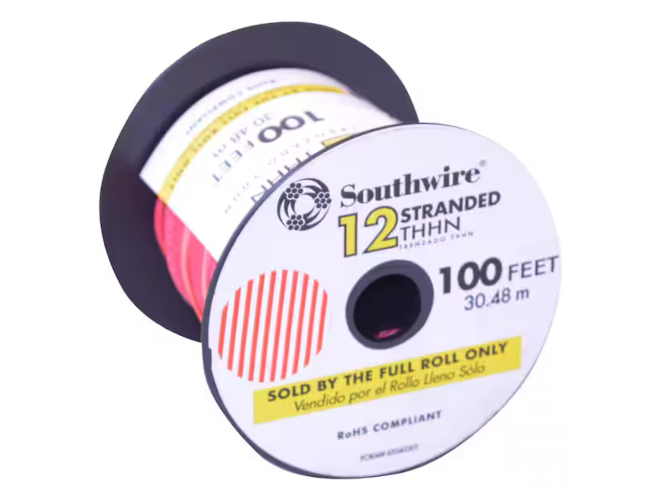Southwire 100 ft. 12 Red Stranded CU THHN Wire (22966684)