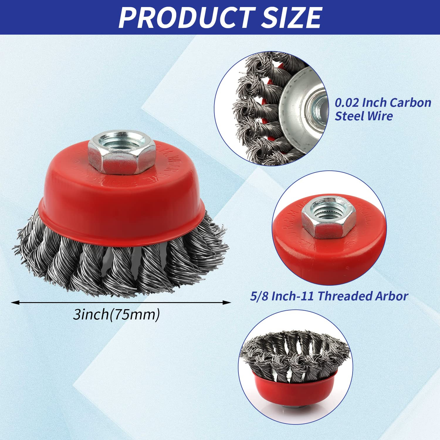 3 Pack Wire Wheel Brush for Angle Grinder, 4 Inch Wire Wheels for 4-1/2 Inch Ang