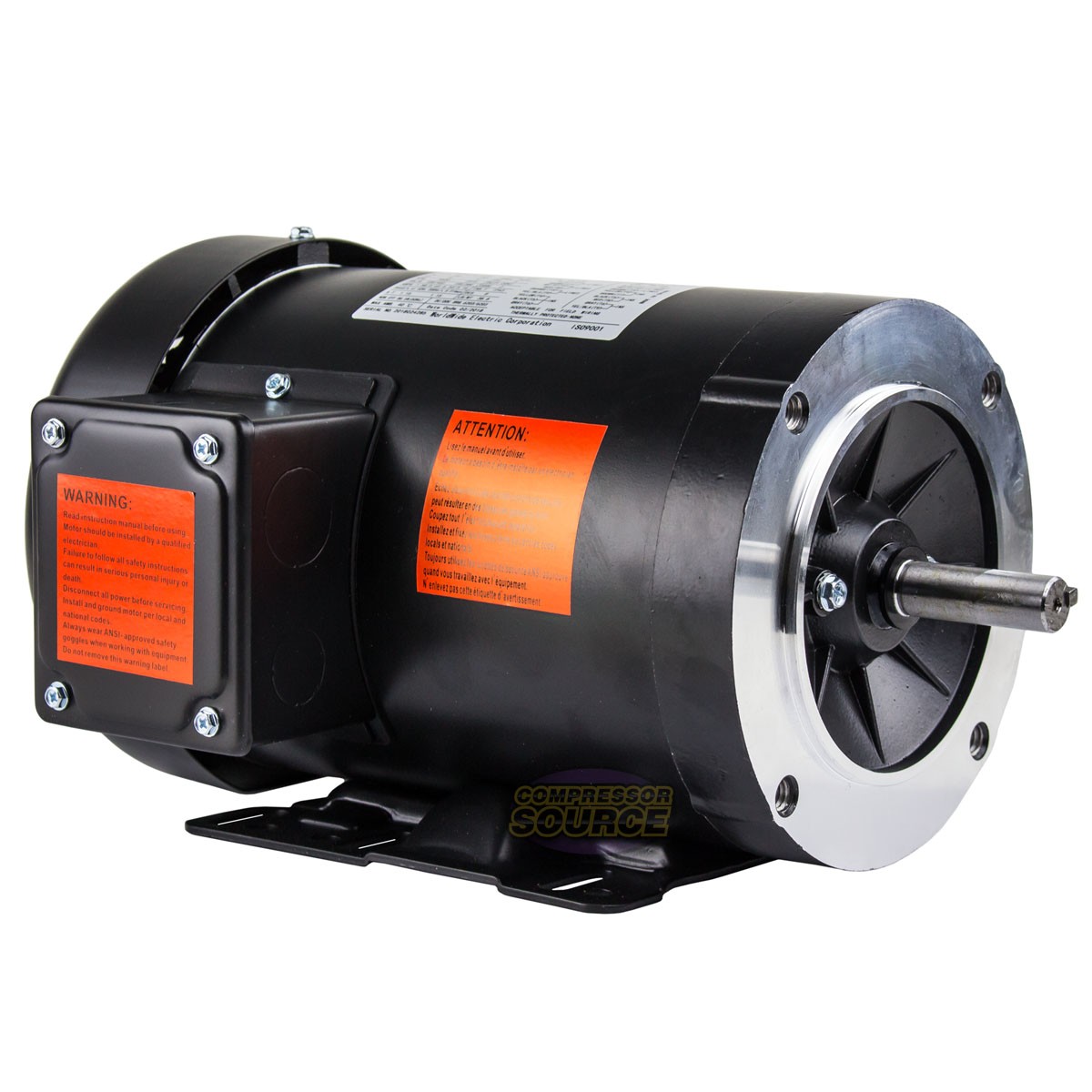 3 HP Electric Motor 3 Phase 56HC Frame 3600 RPM TEFC 208 230V 460 Volt
