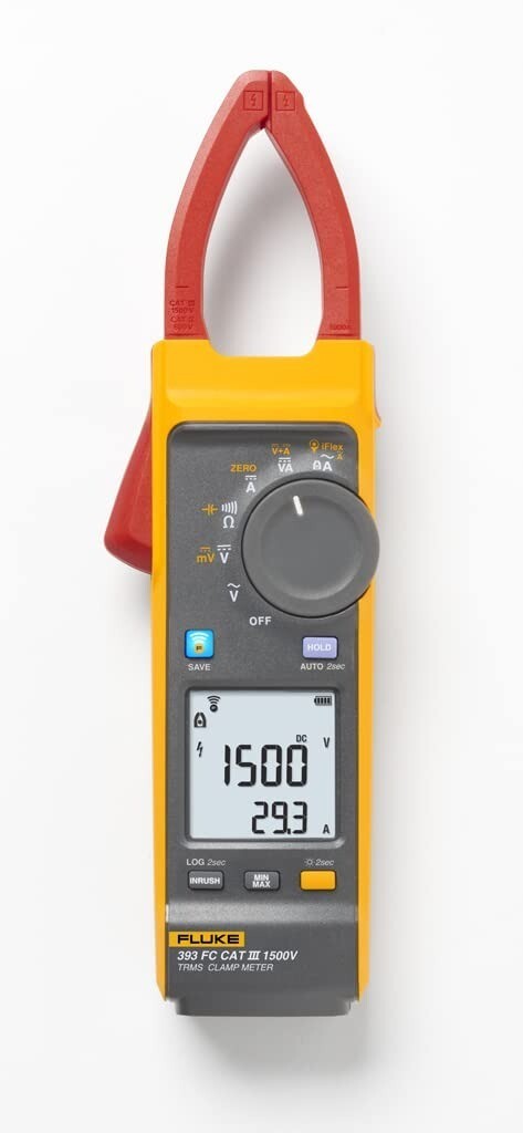 Fluke 393 FC True-RMS Clamp Meter – 1500V CAT III, Compact, IP54 Rated NEW