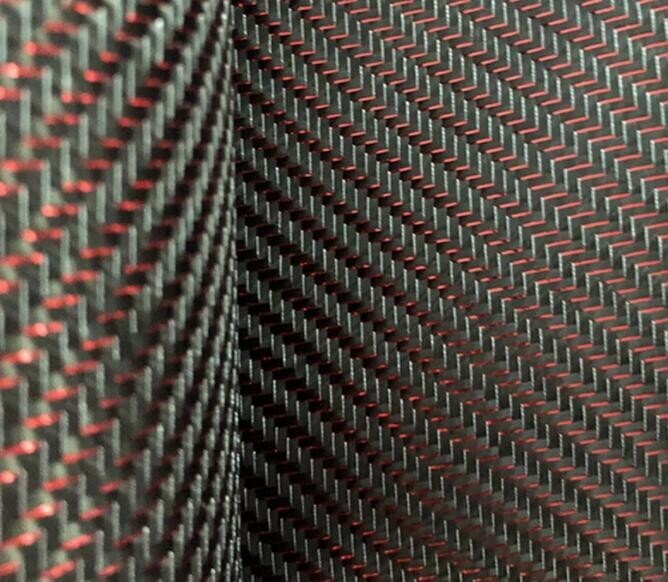 Metallic Carbon Fiber&Red&Silver Reflection Mixed Fabric Twill Cloth 50cm*100cm
