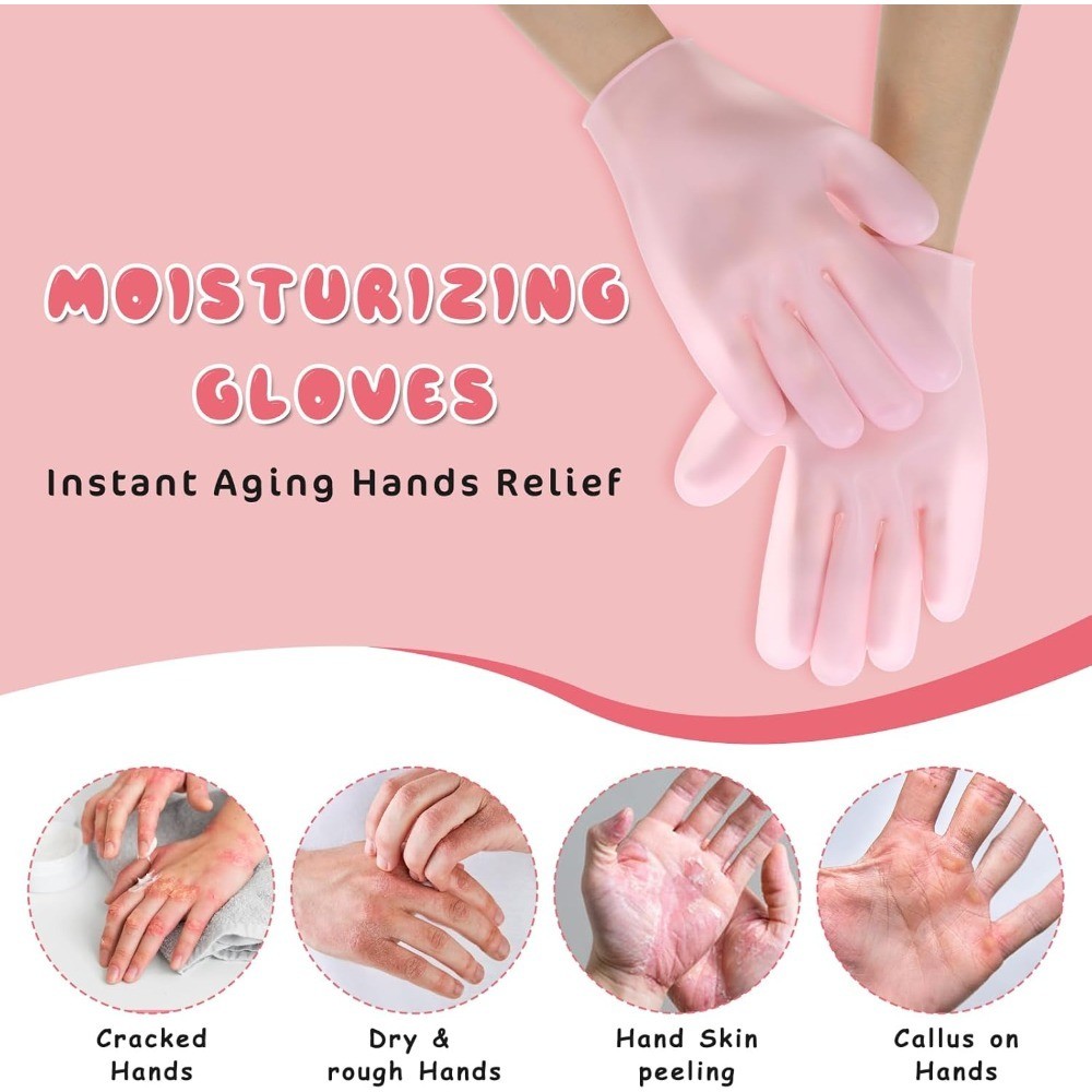 Moisturizing Gloves for Dry Hands Overnight Treatment Pair of 2 Softening Gloves
