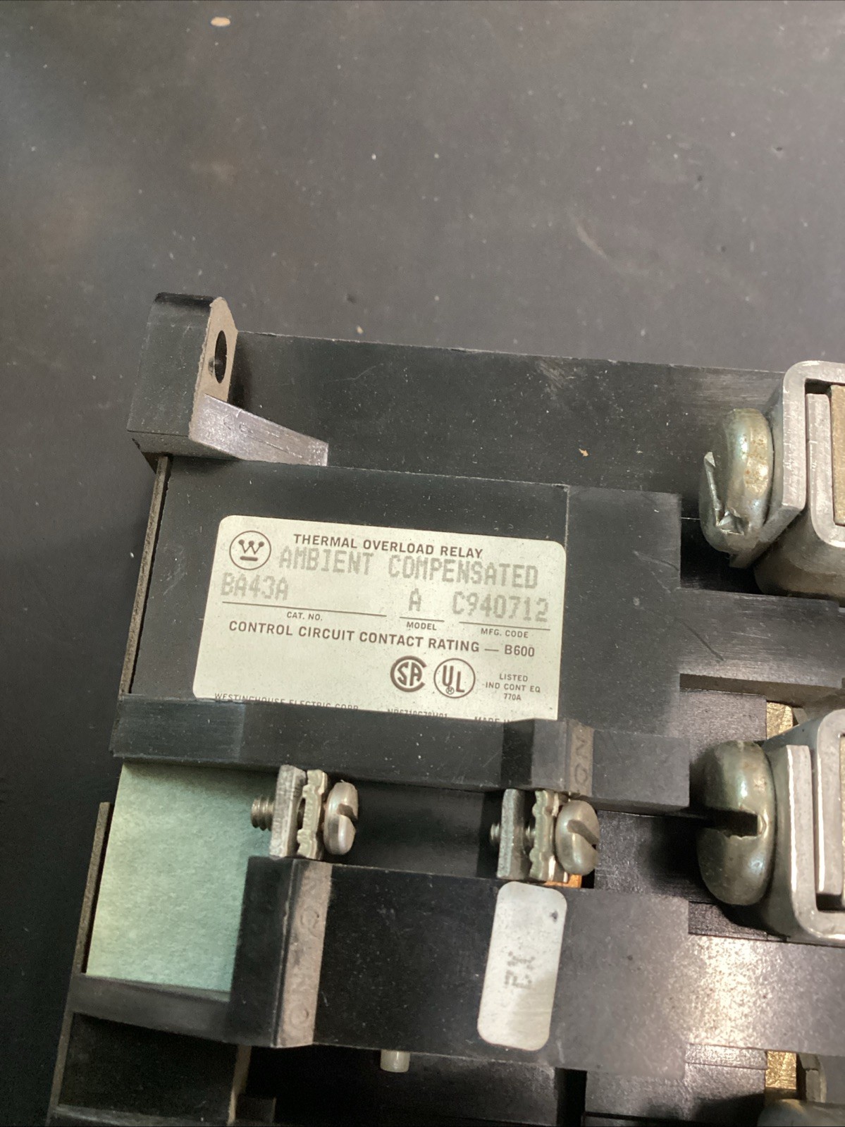 Westinghouse BA43A Thermal Overload Relay Used