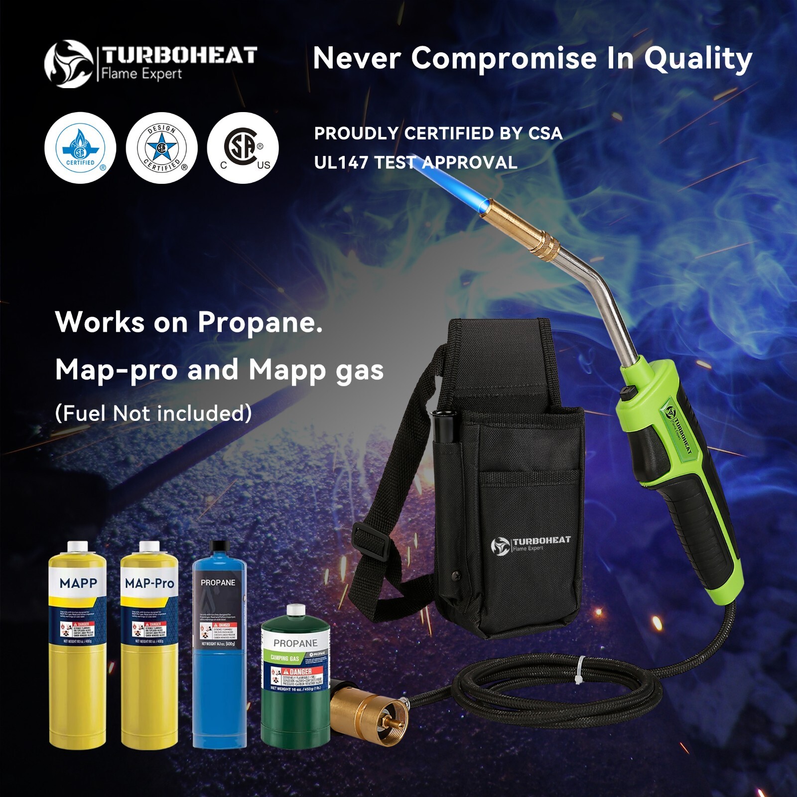 Propane Torch Kit /w Holster Mapp Map Gas Torch Head 5′ Long Hose Trigger Start