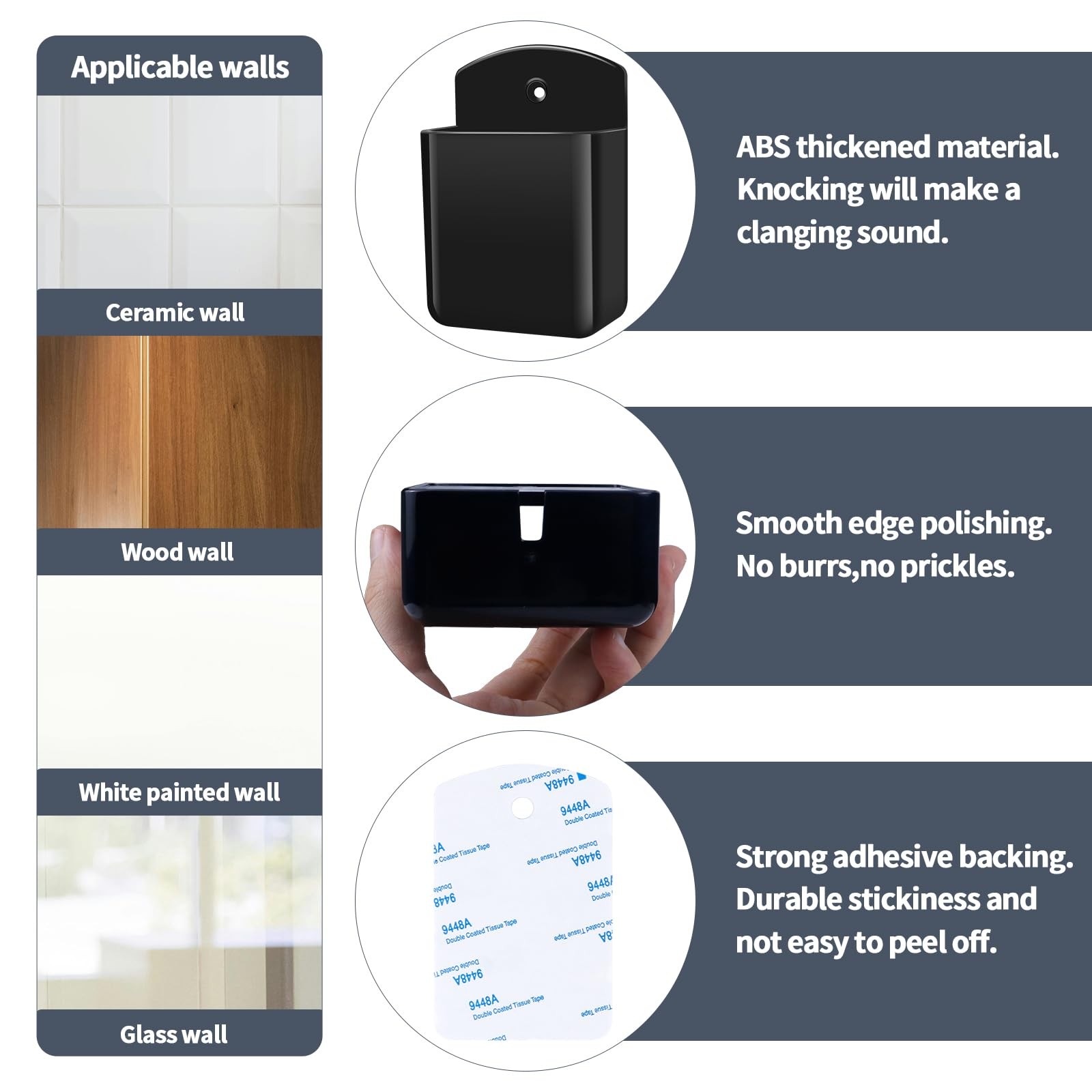 2 PCS Remote Control Holders Wall Mount Self Adhesive Organizer Storage Box