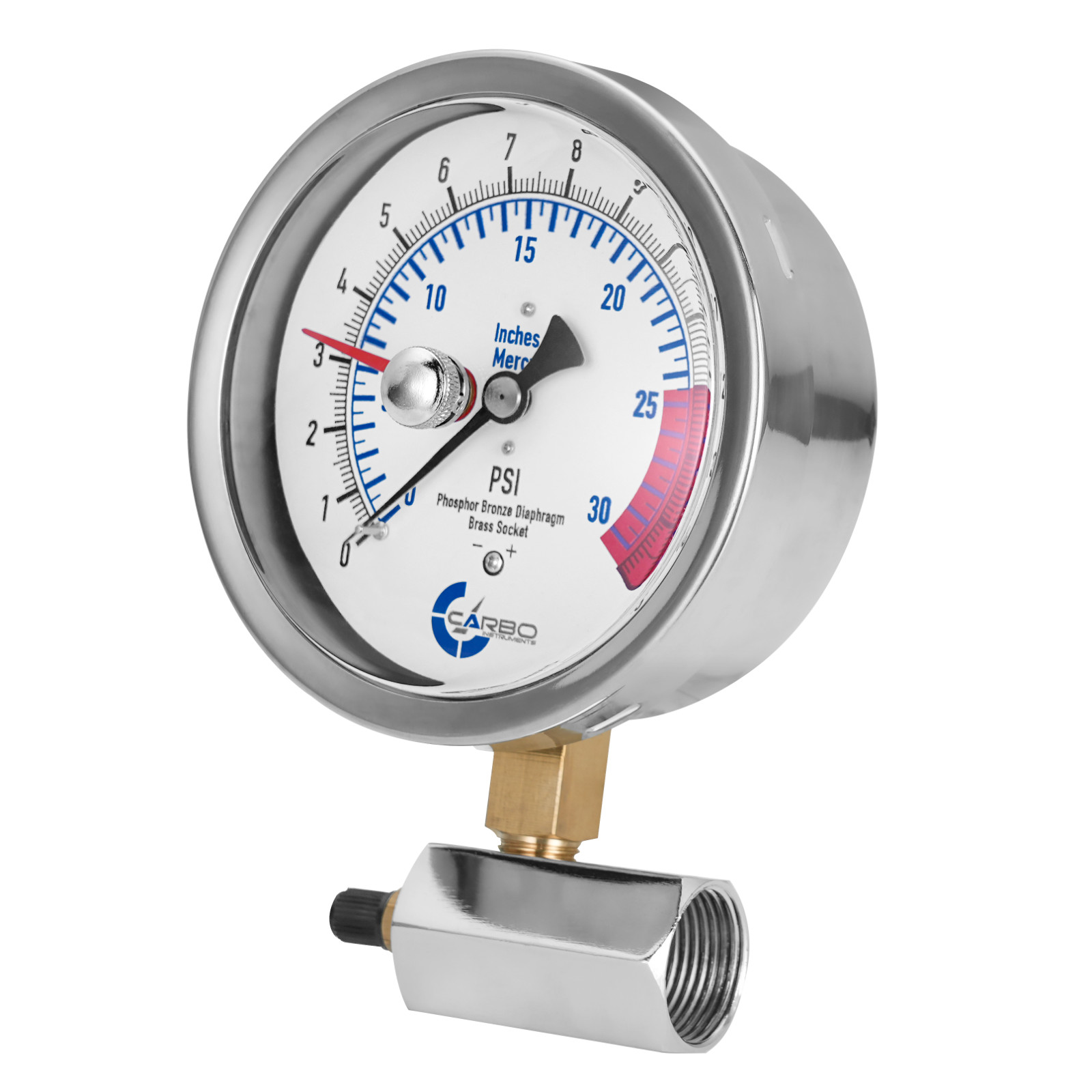 4″ Gas Test CAPSULE Pressure Gauge 15 Pound, 15 PSI, 3/4” FNPT