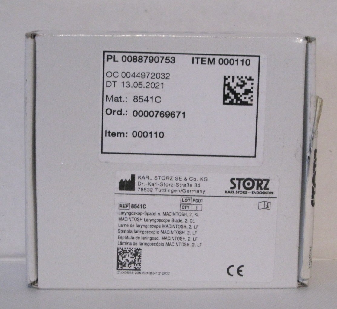 New Karl Storz 8541C Macintosh Laryngoscope Blade Size 2 Germany Sealed in Box