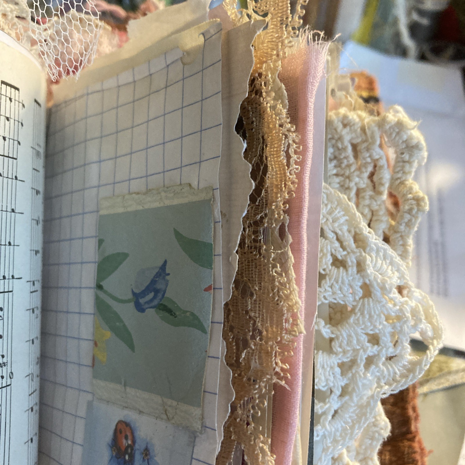 Junk Journal- Grungy, Textile Postcard
