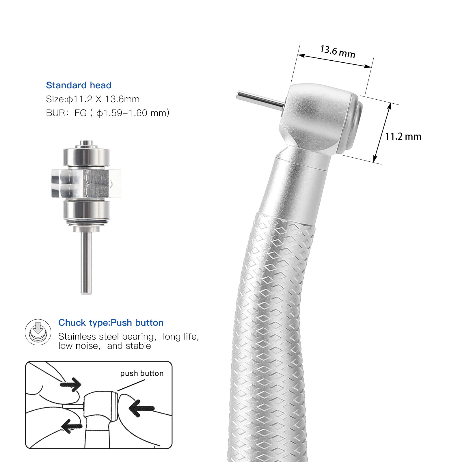COXO CX207-G High Speed Air Turbine Handpiece ≥300,000rpm 6 Holes fit NSK KAVO