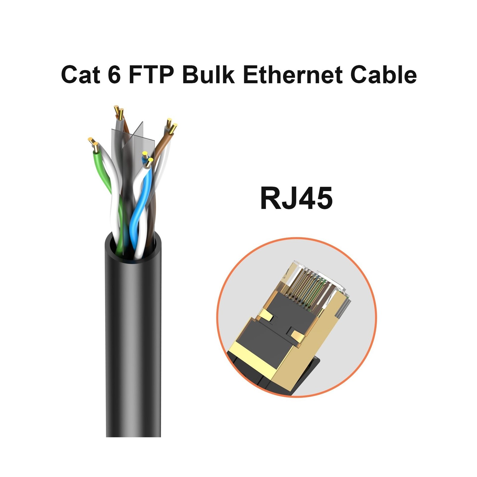 Cat6 Cable 1200ft – UTP, Waterproof, 550MHz, UV Resistant 26AWG Cat 6 Etherne…
