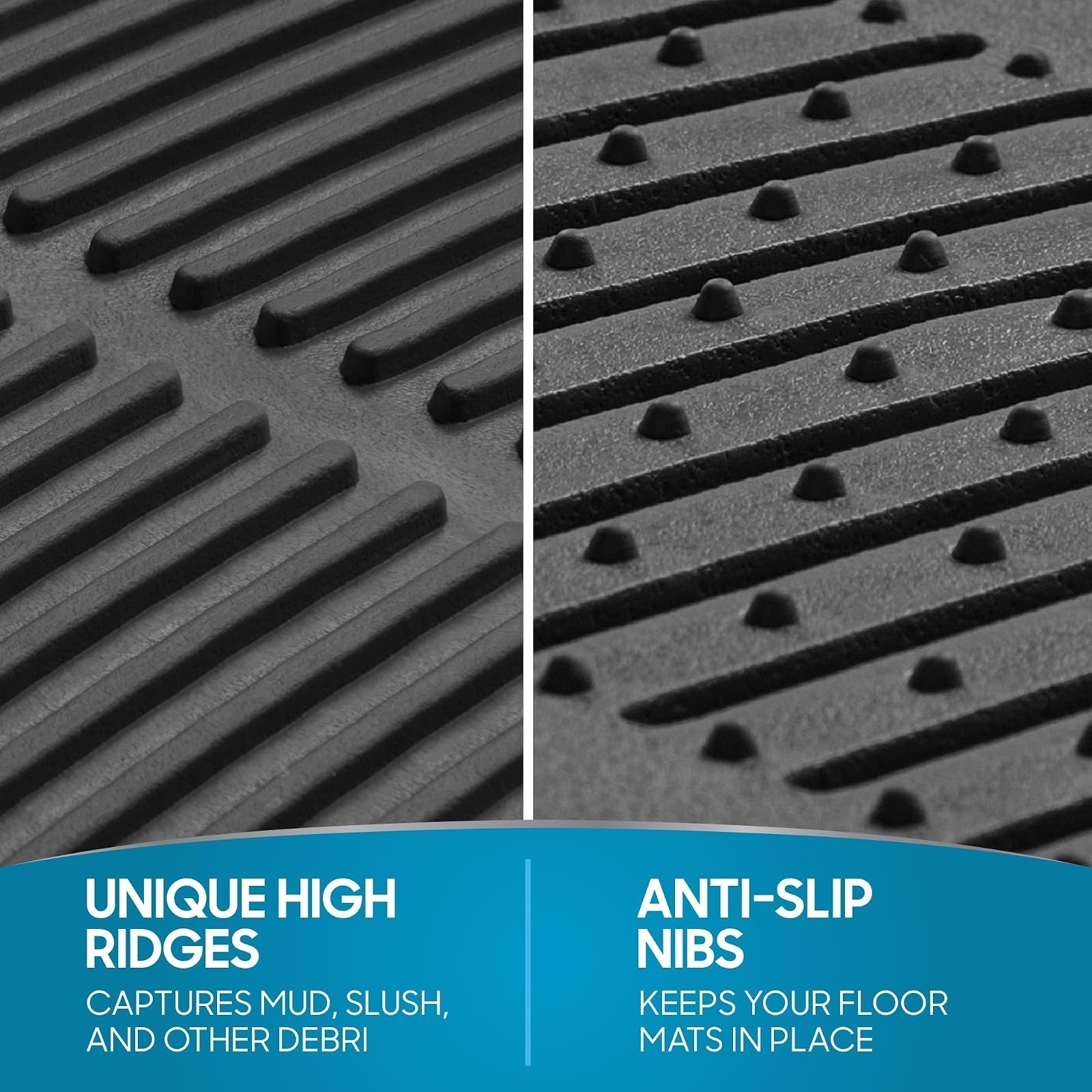 BDK ProLiner Car Floor Mats – Heavy Duty Rubber, Universal Fit, Black