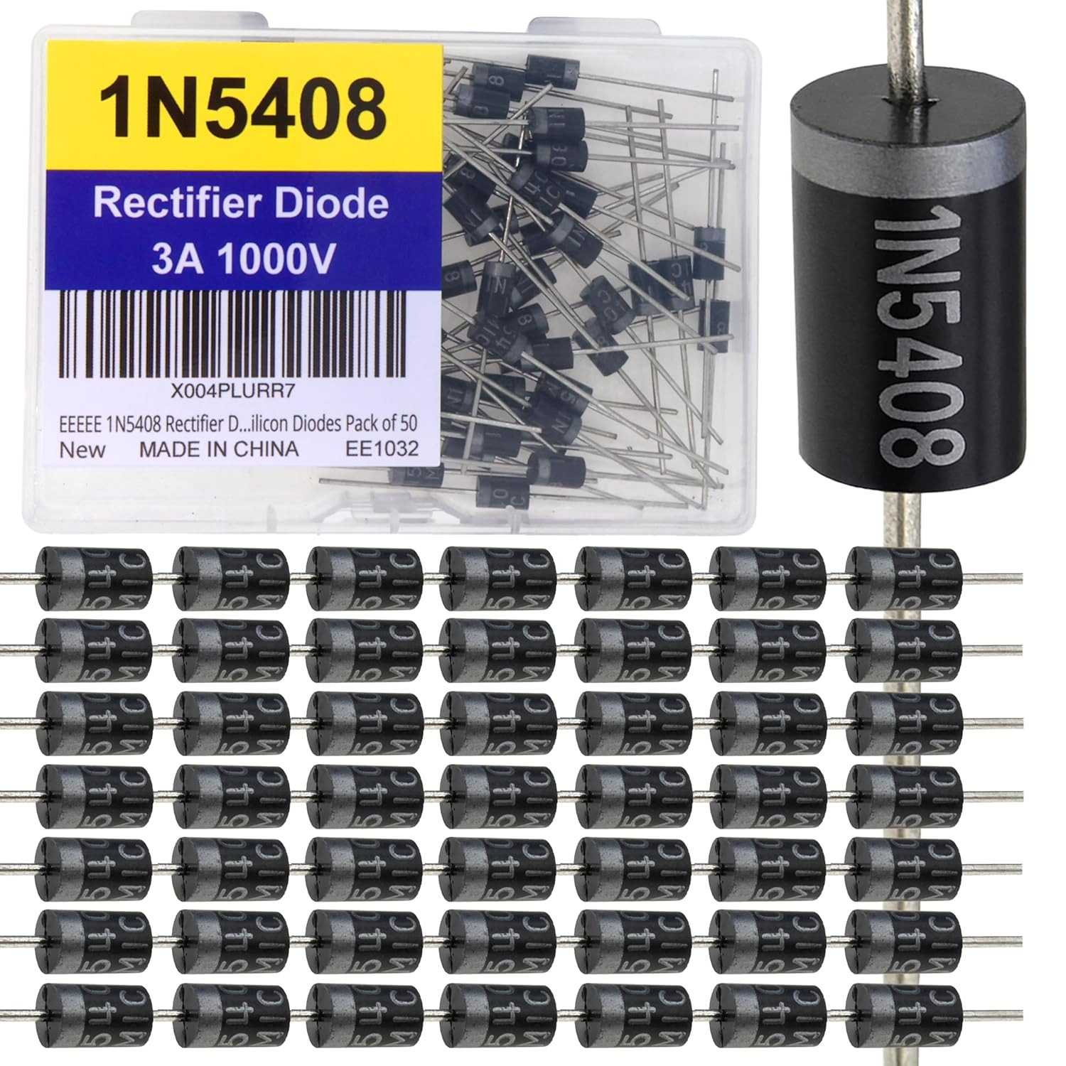 50Pcs 1N5408 Rectifier Diodes 3A 1000V Silicon DO-201AD Electronic Components