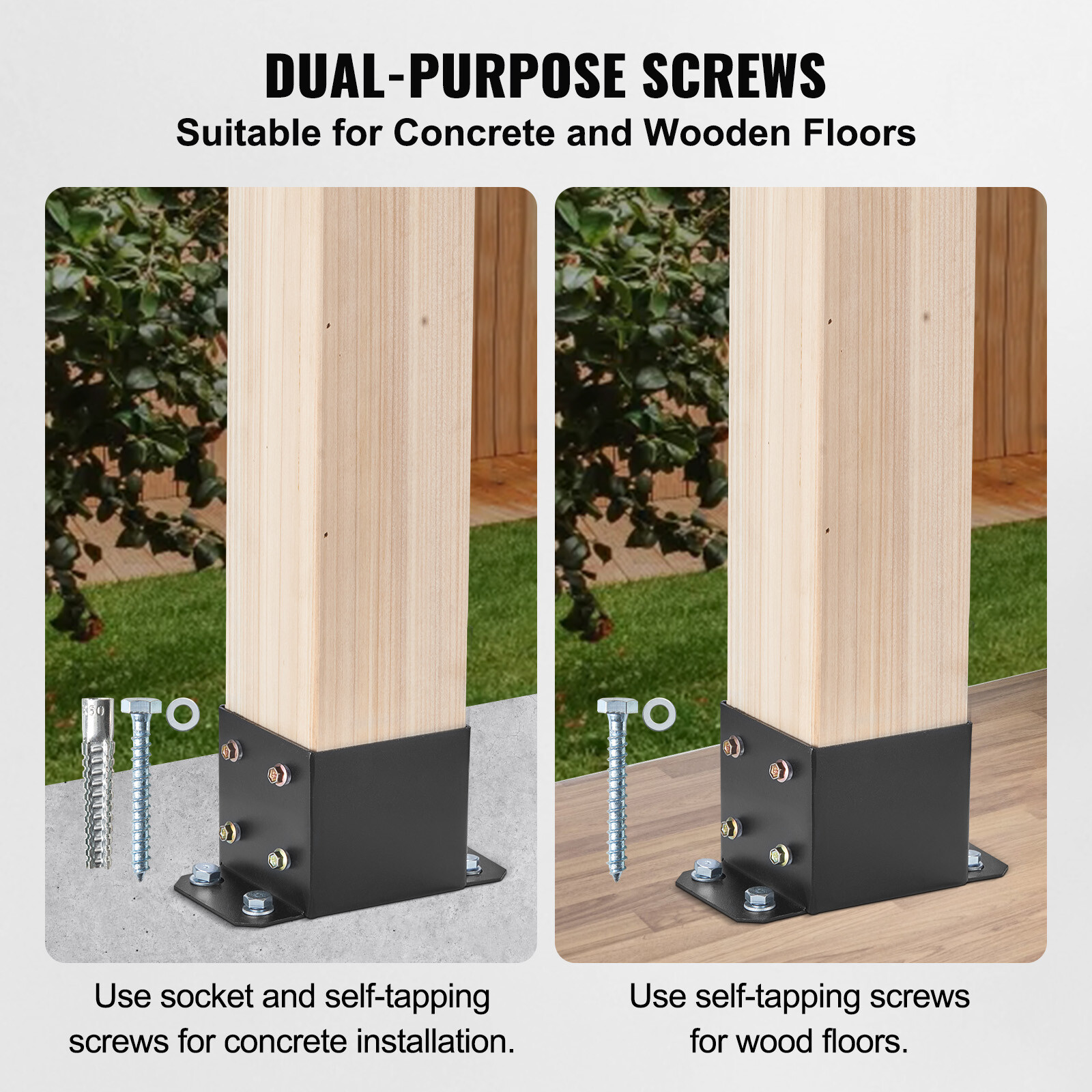 VEVOR 4 Pack 6×6 Post Base Brackets Heavy Duty Wood Post Fence Post Anchor
