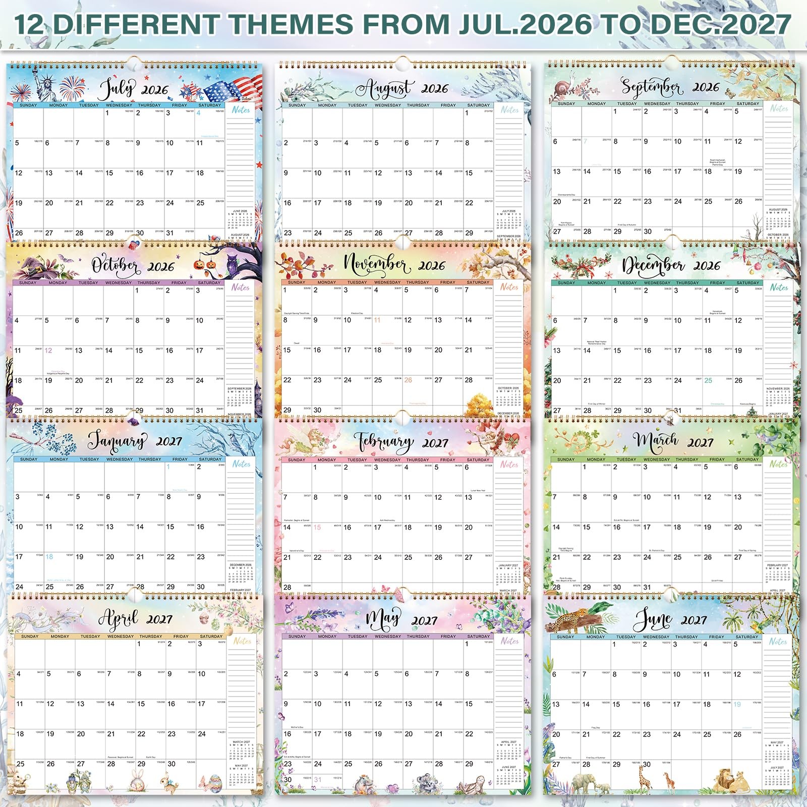 Calendar 2026-2027 – Wall 2026-2027, 18 Months 11.5″ x 15″, White