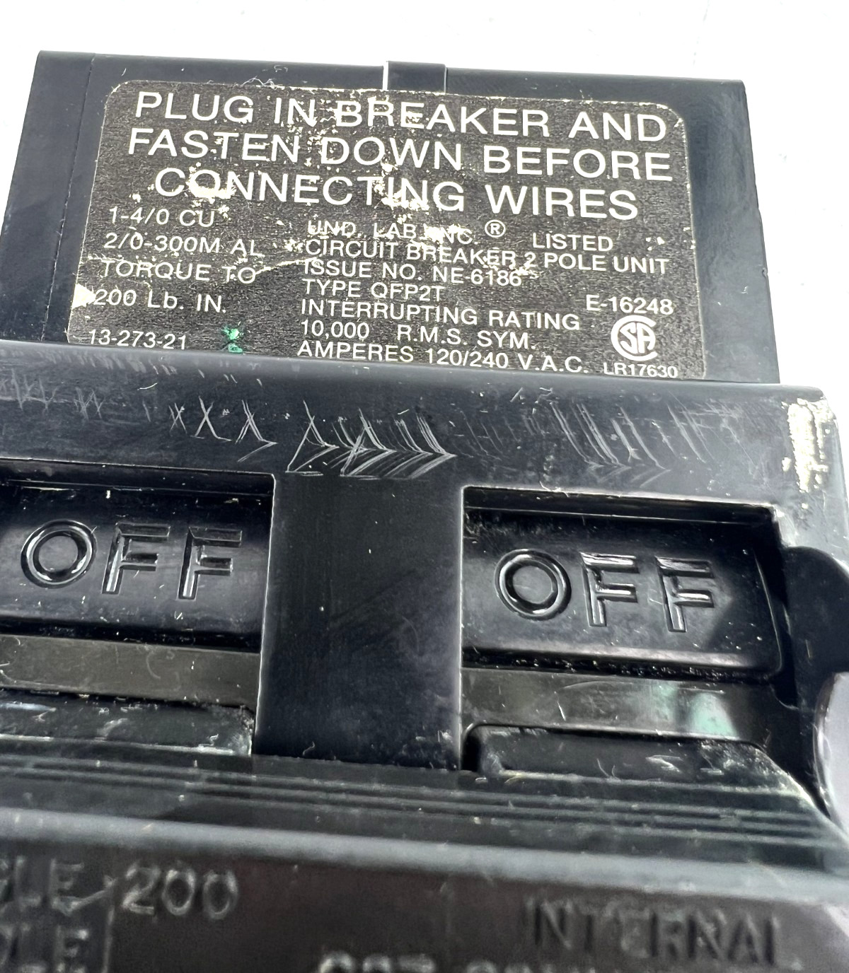 Challenger 200 Amp 2 Pole QFP2T Circuit Breaker Zinsco QFP2200T 240V *WEAR READ*