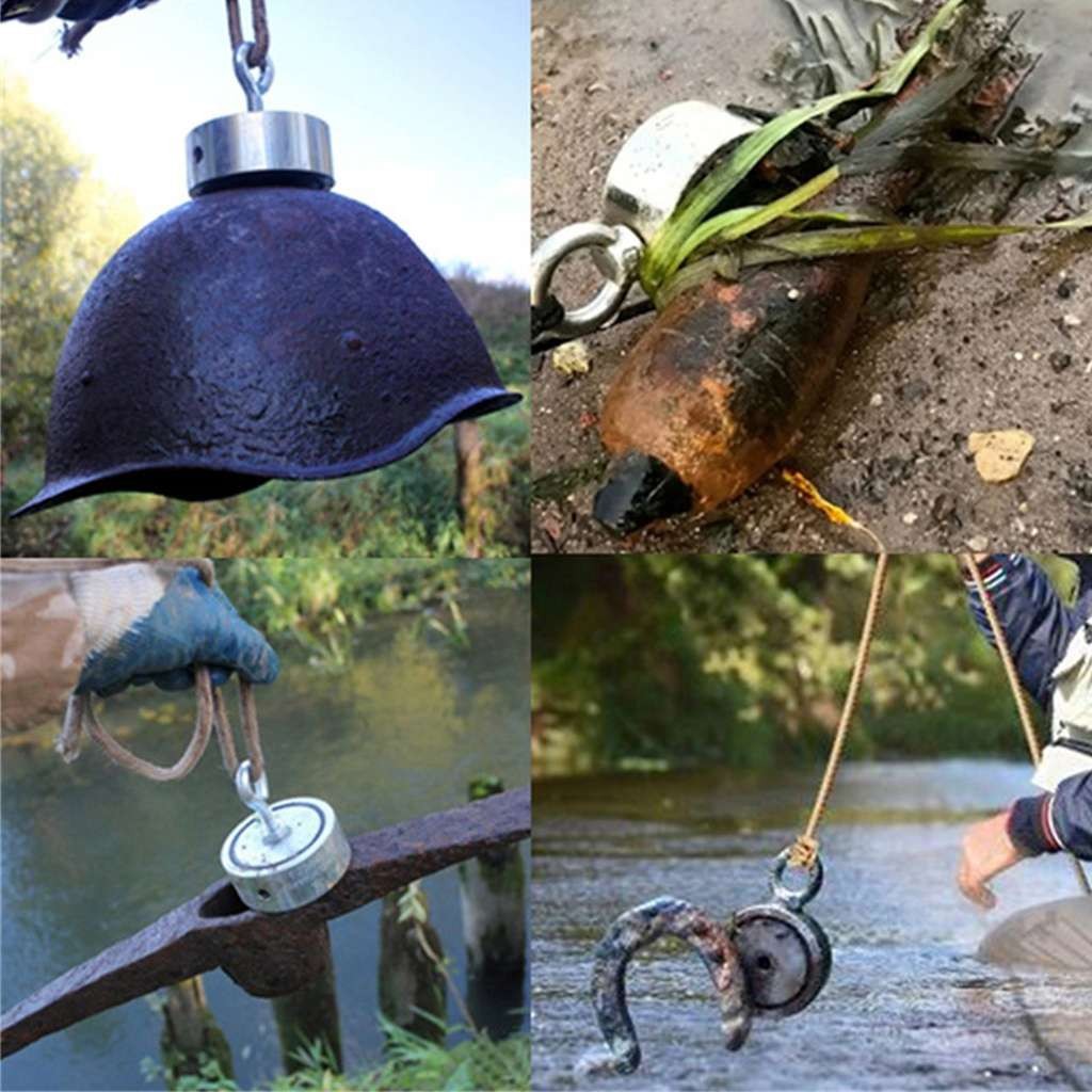 800LBS Fishing Magnet Kit Pull Force Strong Neodymium Rare Earth /Rope Carabiner