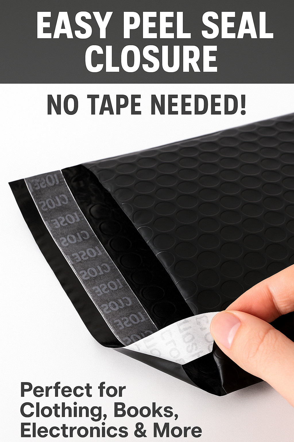Black Poly Bubble Mailers | 10-500 Pcs | Padded Self Seal Envelopes (4×8–14.5×20