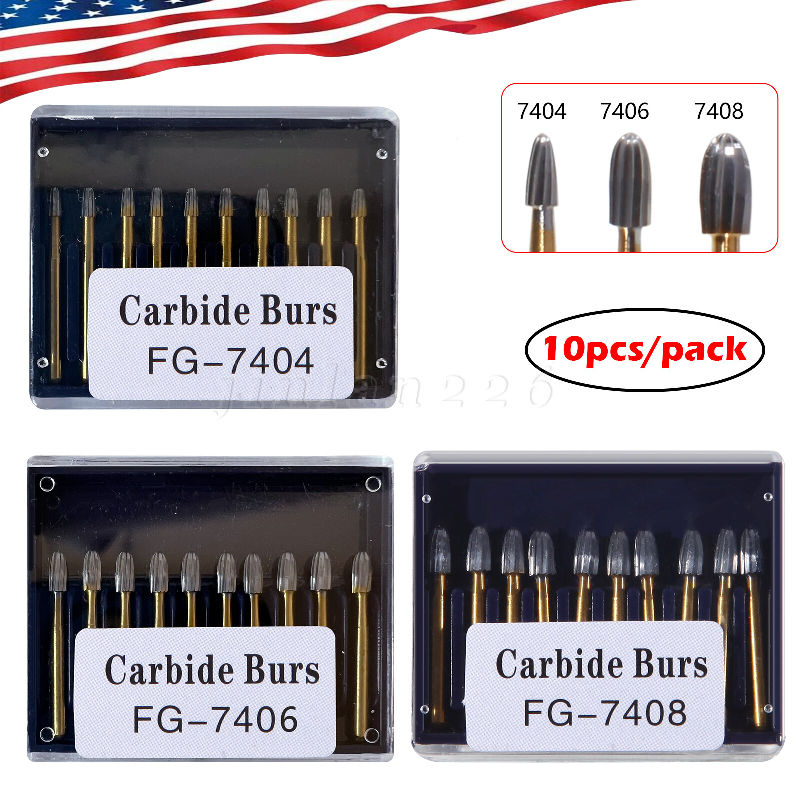 Dental Carbide Burs Trimming Finishing Polishing Egg Football FG 7404 7406 7408