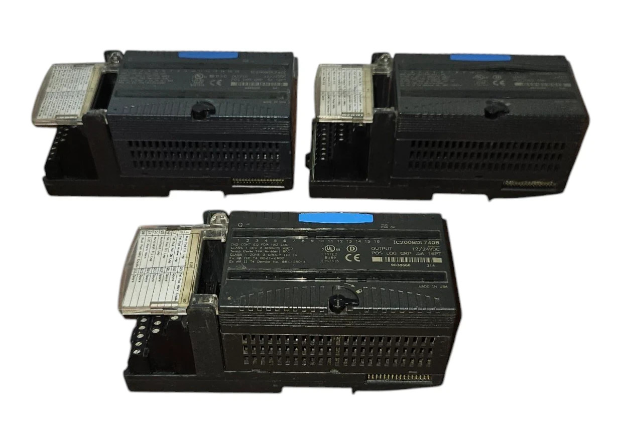 SET OF 03 PCS GE FANUC IC200MDL740E,IC200MDL740C,IC200MDL640C WITH IC200CHS022B