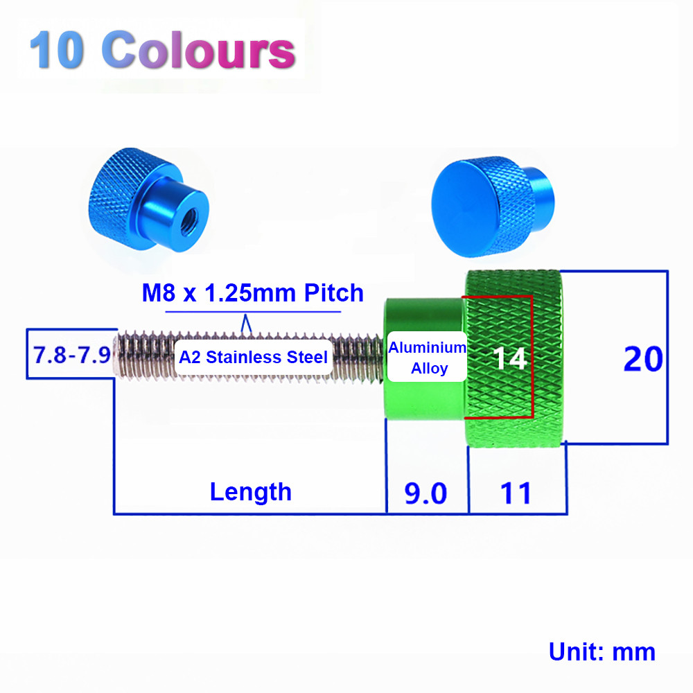 M8 Knurled Thumb Tighten Screws Hand Turn Grip Knob Bolts For Camera Tripod DIY