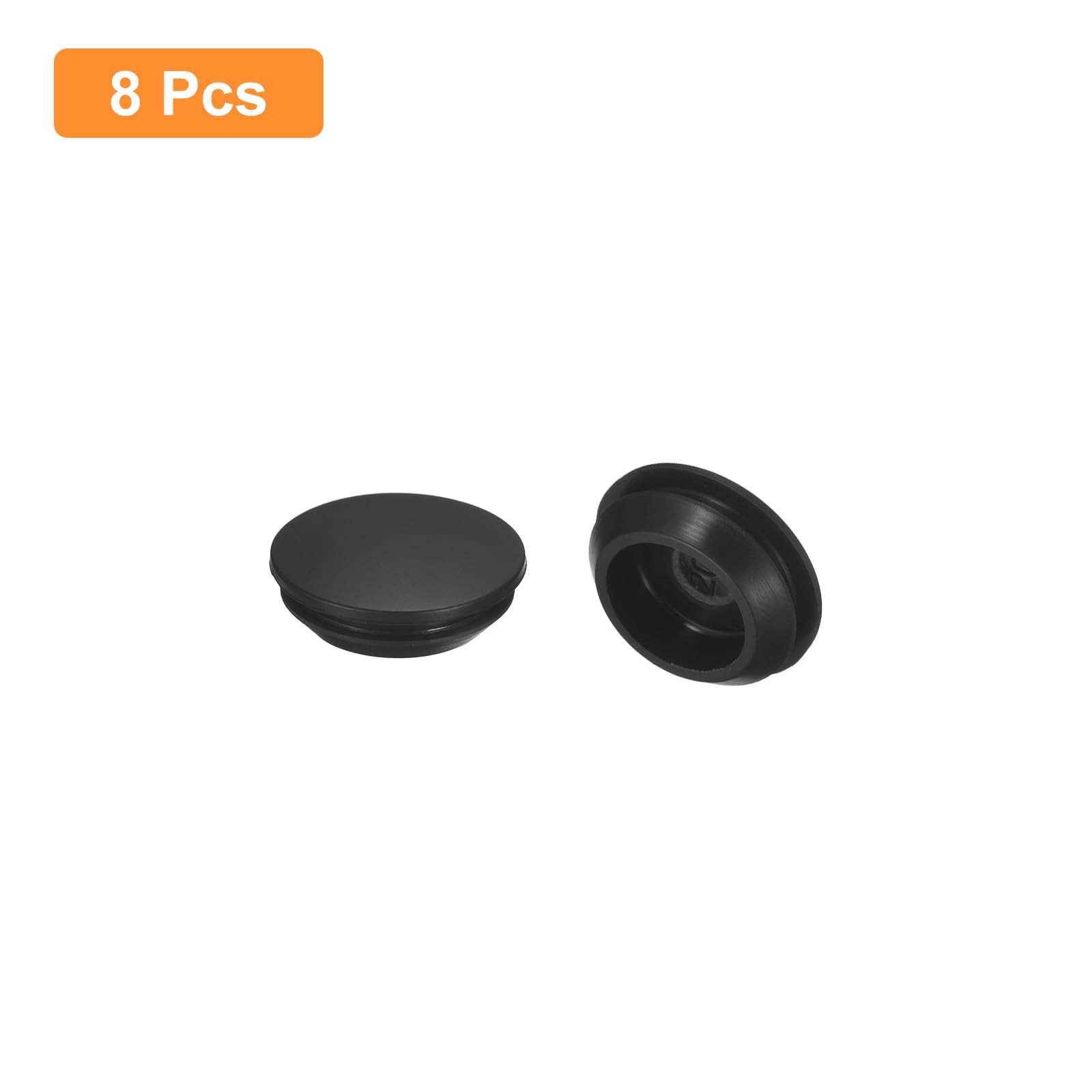 uxcell 8Pcs Silicone Plugs, Rubber Round Snap in Locking Hole 20-22mm, Black