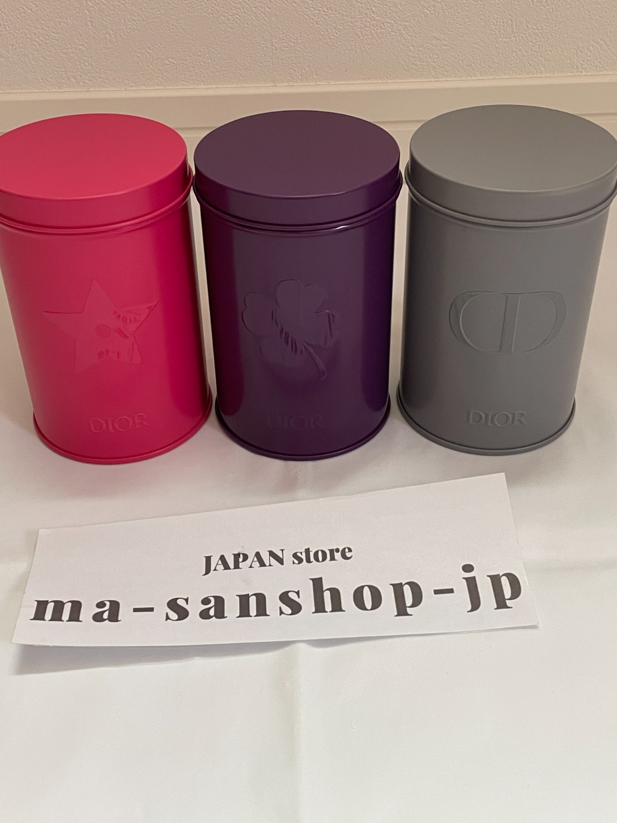 Christian Dior canister can Authentic novelty Purple Pink Glay steel