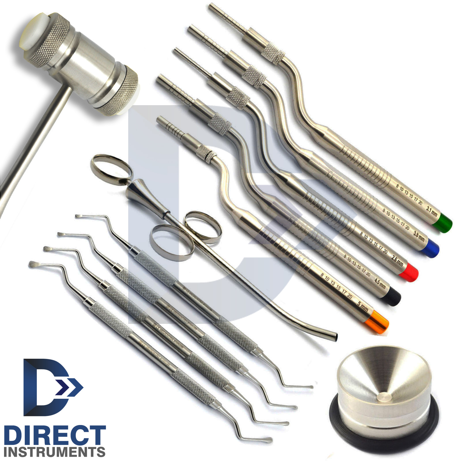 Dental Implant Surgery Kit Sinus Lift Osteotome Lucas Curettes Bone Graft Mallet