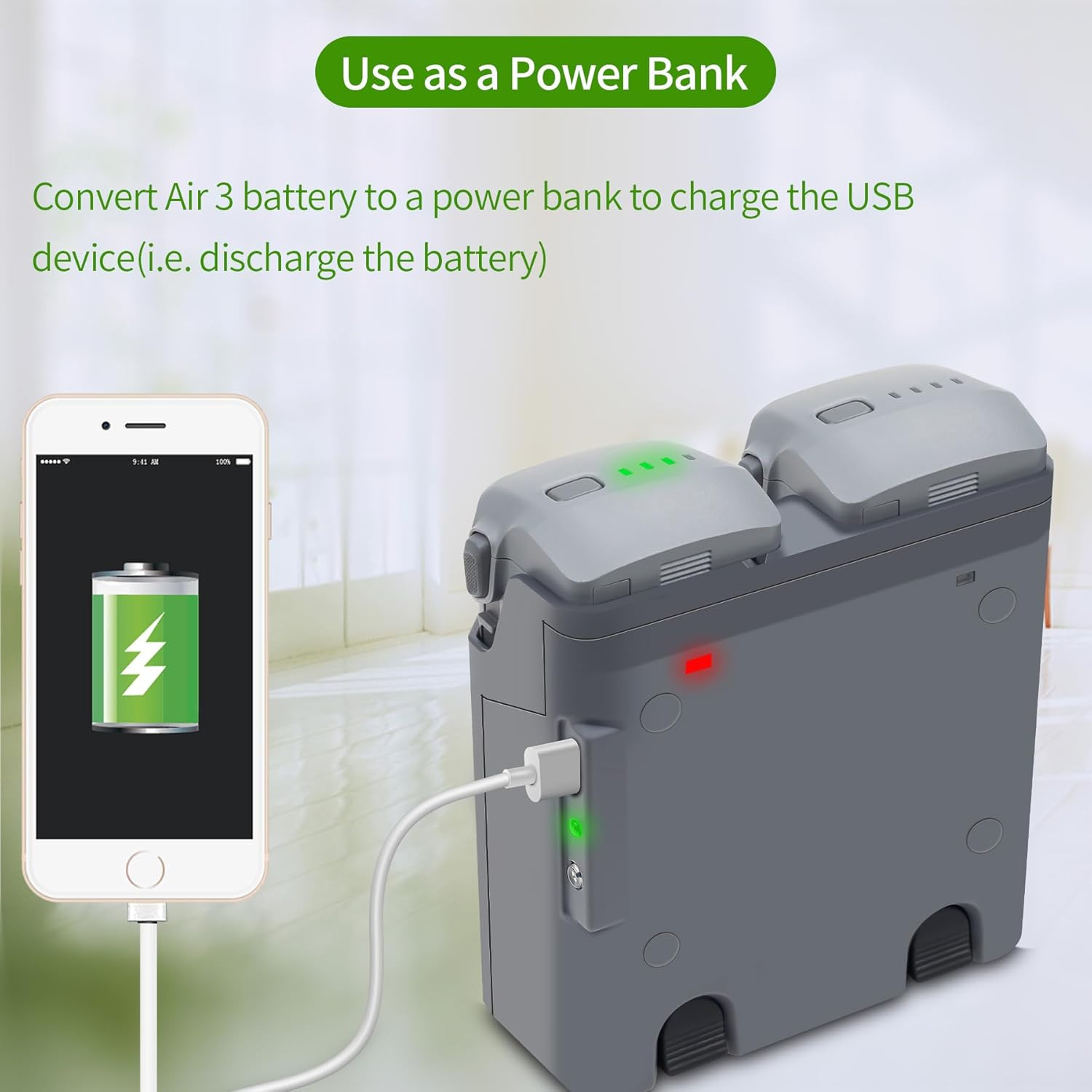 Two-Way Charger Hub for DJI Air 3S,Air 3 Battery,Storage Charging Two Batteries