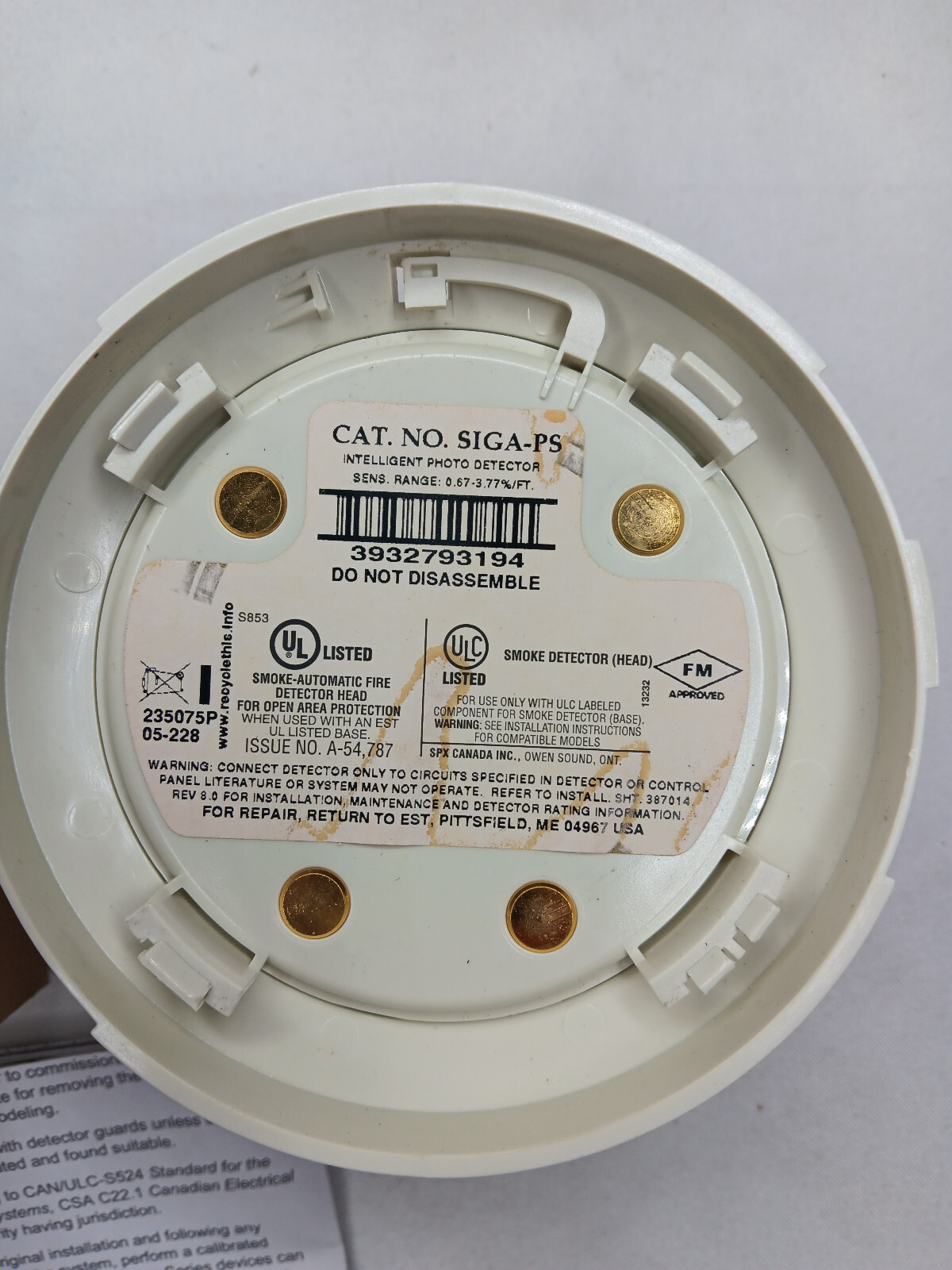 (Lot of 13) Edwards EST SIGA-PS Intelligent Photoelectric Smoke Detector