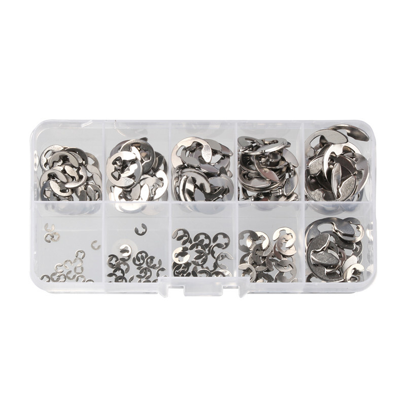 200PCS E Clips C Circlips Retaining Stainless Steel Ring Assorted Kit 1.5mm-10mm