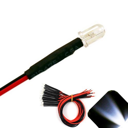 5 x Pre wired 9v 5mm Cool Clear White LEDs Prewired 9 volt DC LED Light 8v 7v