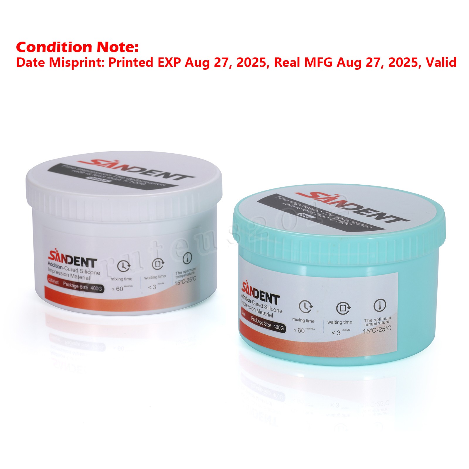 Dental Putty PVS VPS Impression Material Base Normal Set 2 x 400g