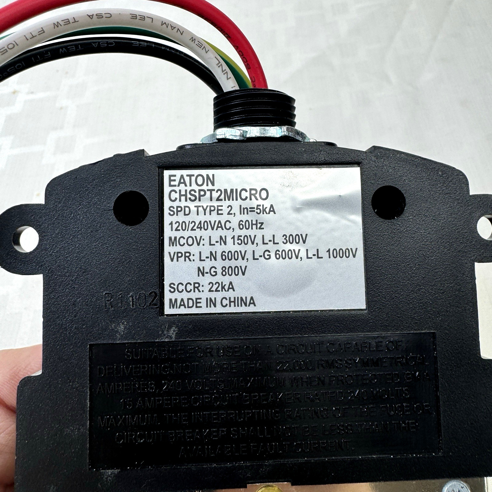 EATON Model CHSPT2MICRO Complete Home Surge Protection Type 2 SPD 120/240VAC