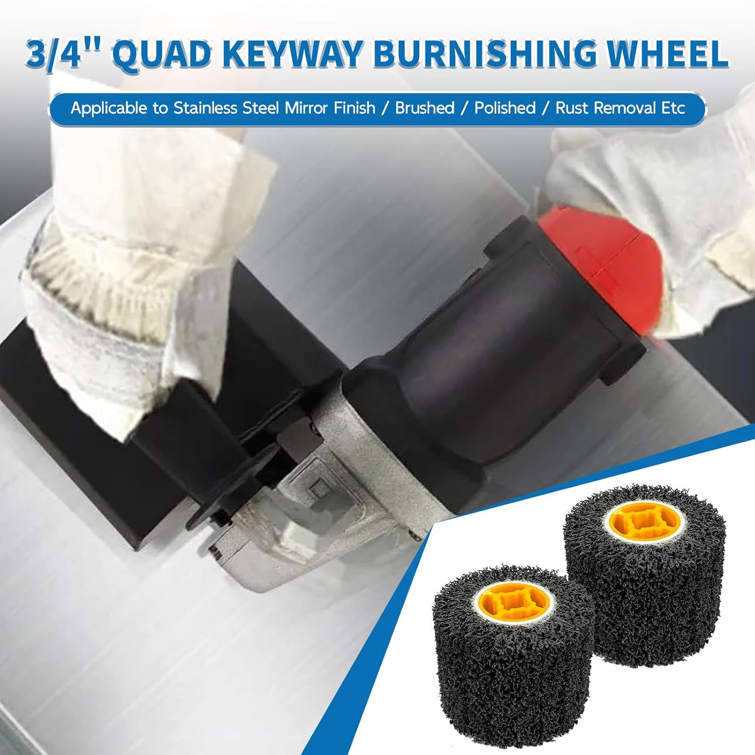 2 Pcs 4.5 X 4 Inch Abrasive Drawing Drum, 40 Grit Sanding Wheel with 3/4 Inch Qu