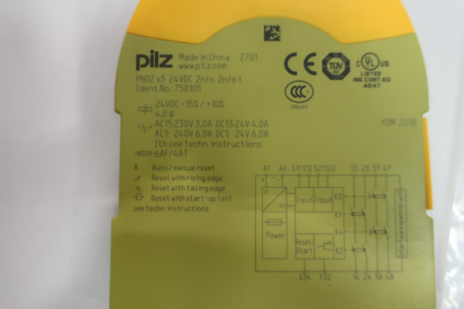 Pilz PNOZ S5 24VDC 2N/O 2N/OT 750105 Safety Relay 24v-dc 230/240v-ac