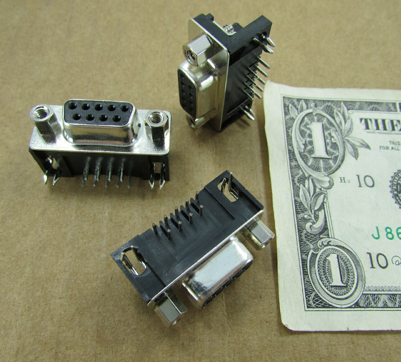 10 Female D-Sub Connectors DE-9 Pin Angle PC Board Mount Screw Terminal PCB