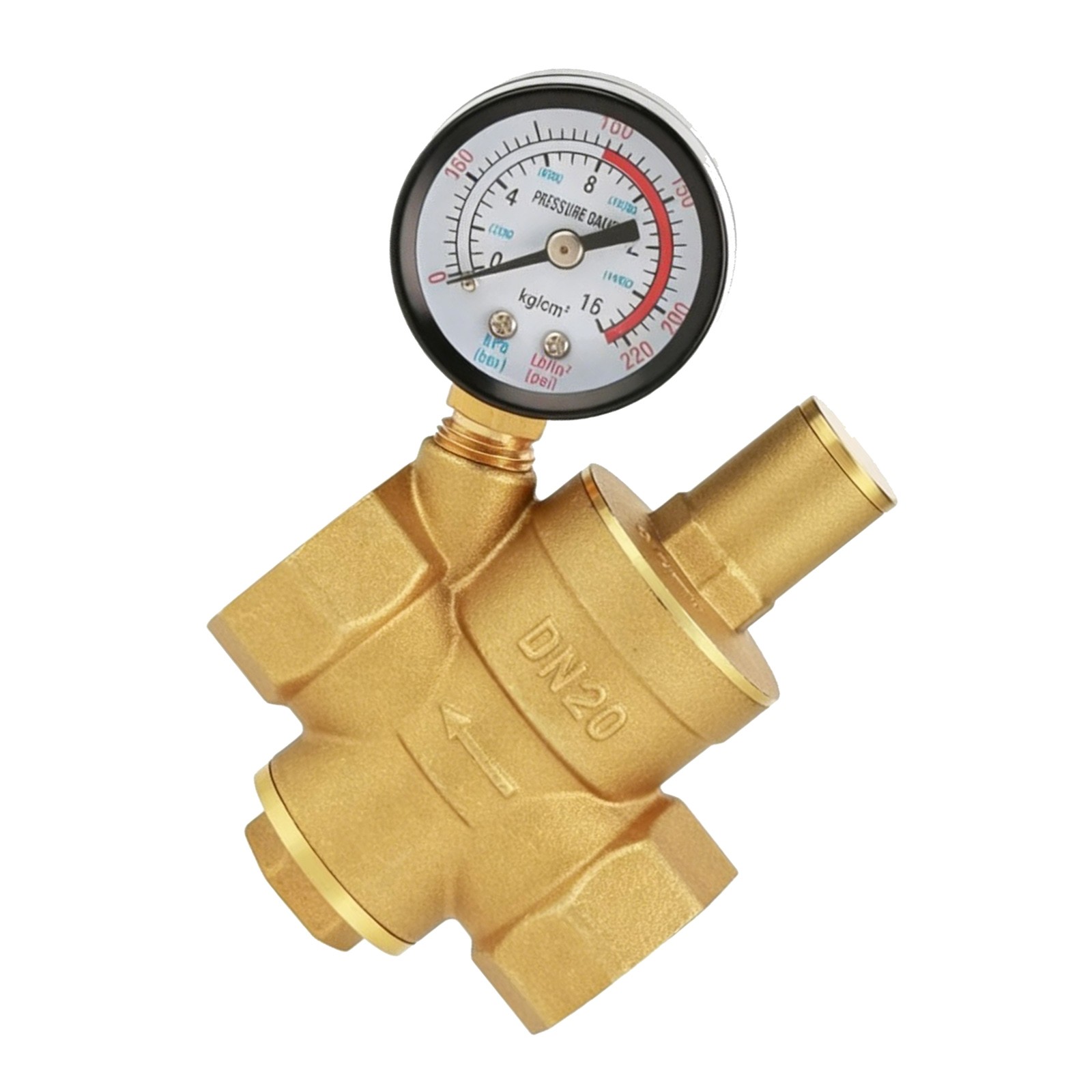 3/4″ Brass Home Water Pressure Governor Reducer For Shower System With Gauge