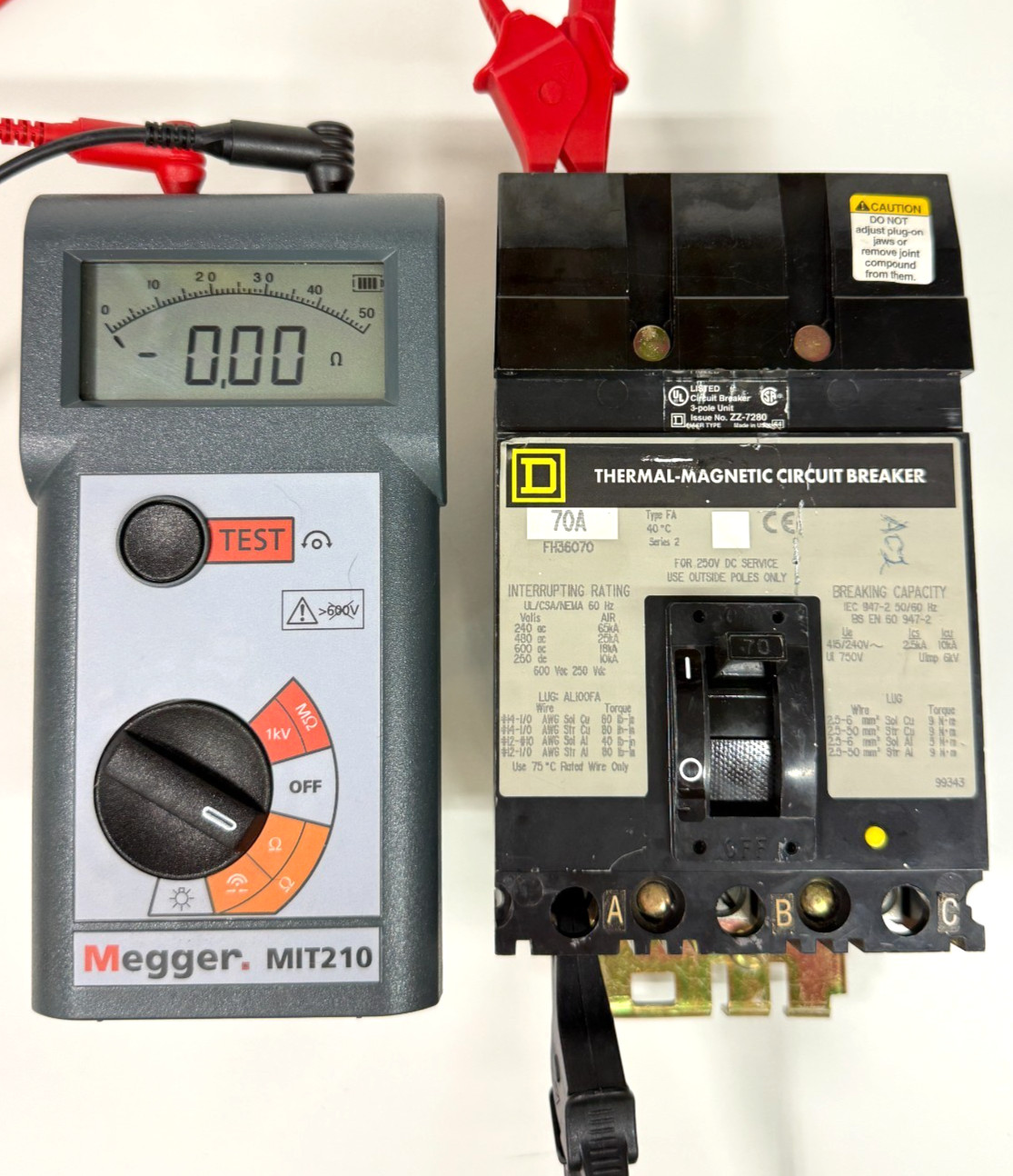 Square D FH36070 70Amp 3Pole 600V 25kA I-Line Circuit Breaker High Interrupting