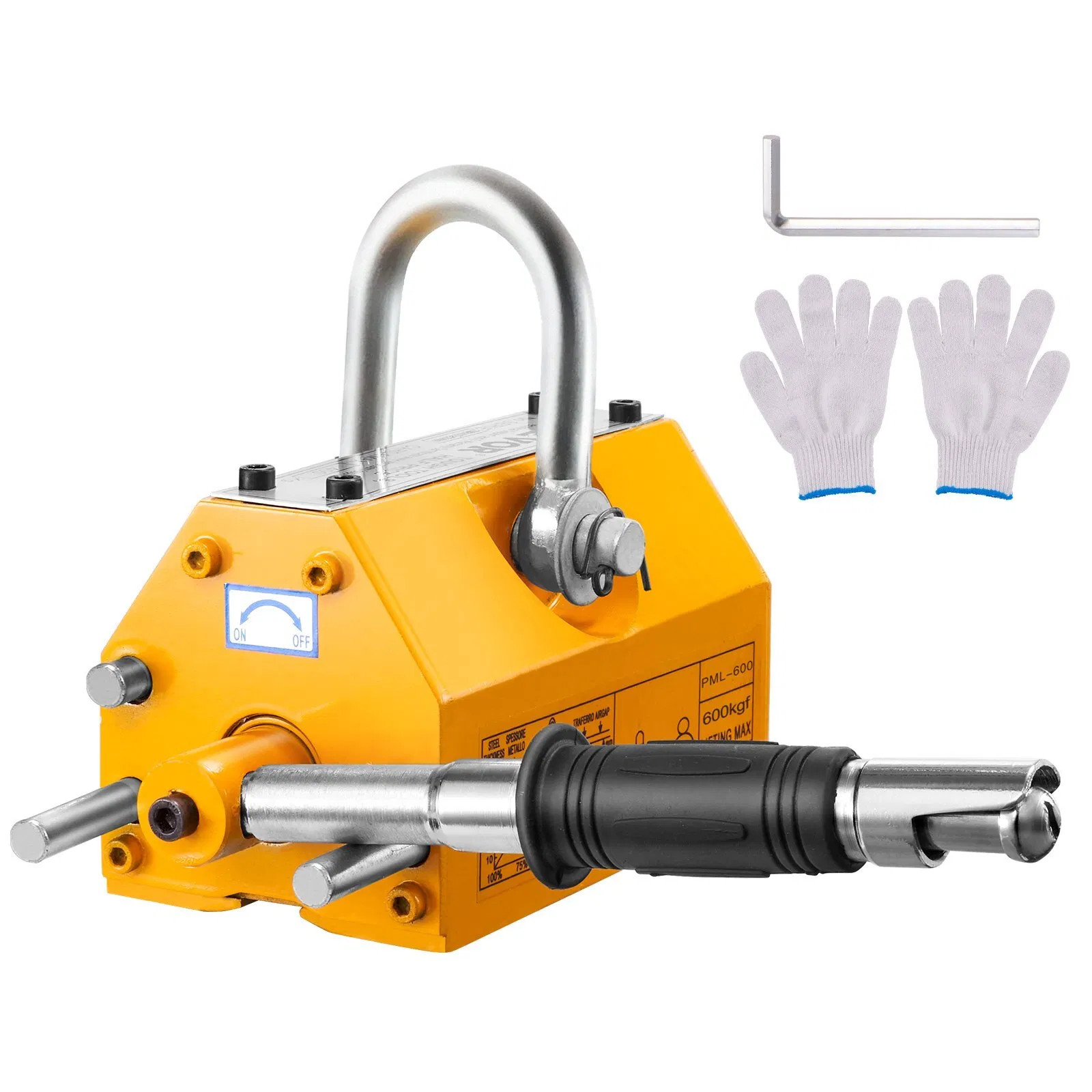 Magnetic Lifter, 1320 lbs/600kg Pulling Capacity, 2.5 Safety Factor, Steel and