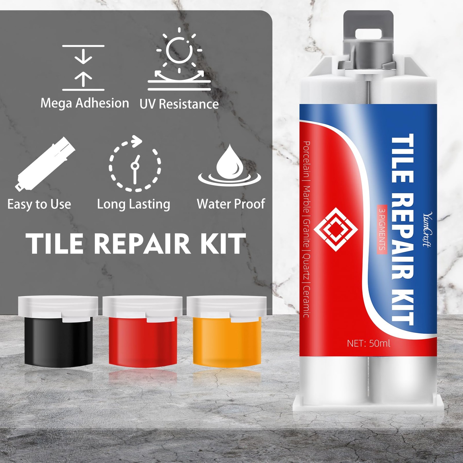 Tile Repair Kit Color Match Porcelain Repair Paste for Bathtub, Sink, Cerami…