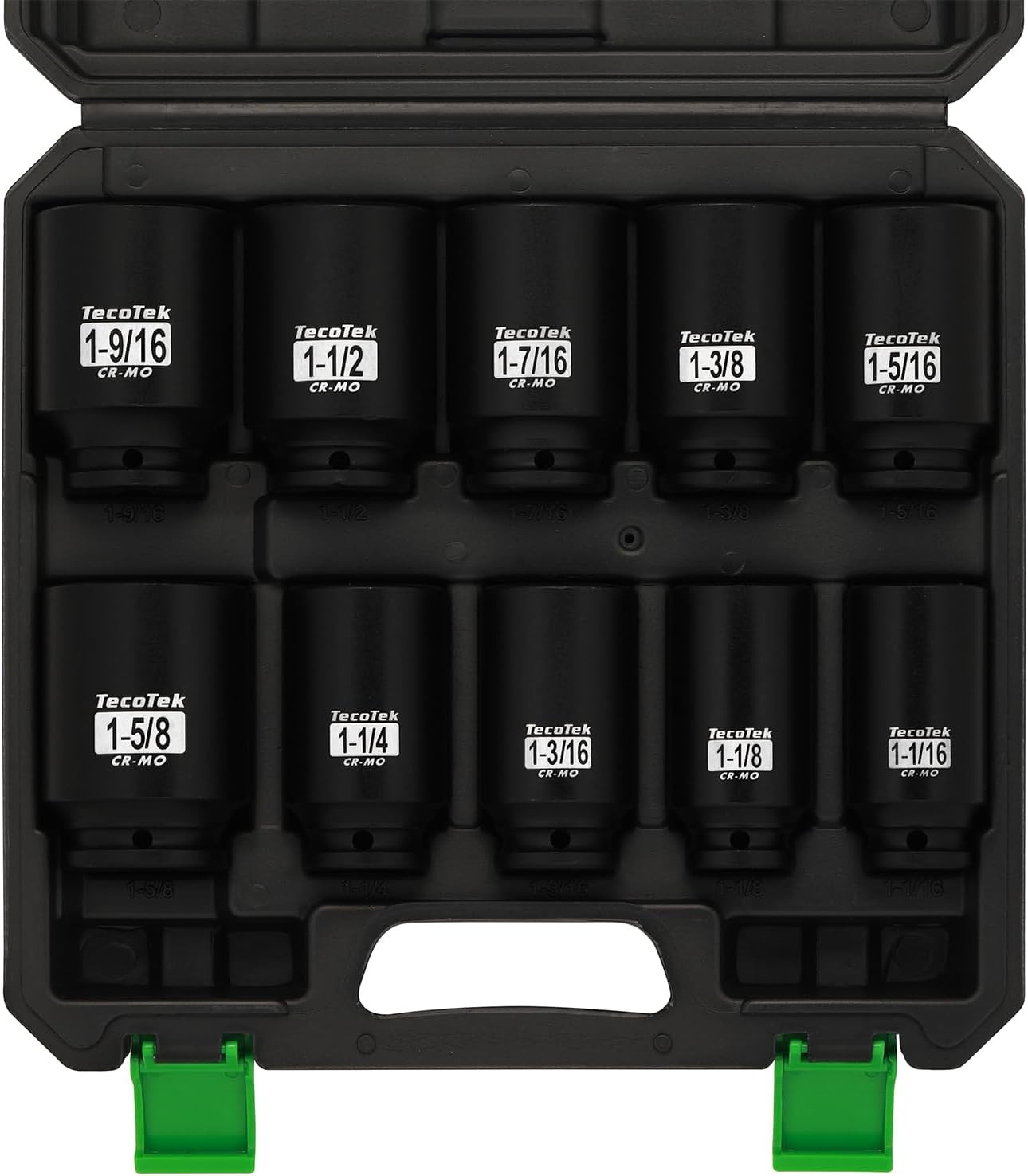 1/2″ Drive Deep 6-Point Impact Socket Set, 10-Piece Deep SAE Spindle Axle Nut Im