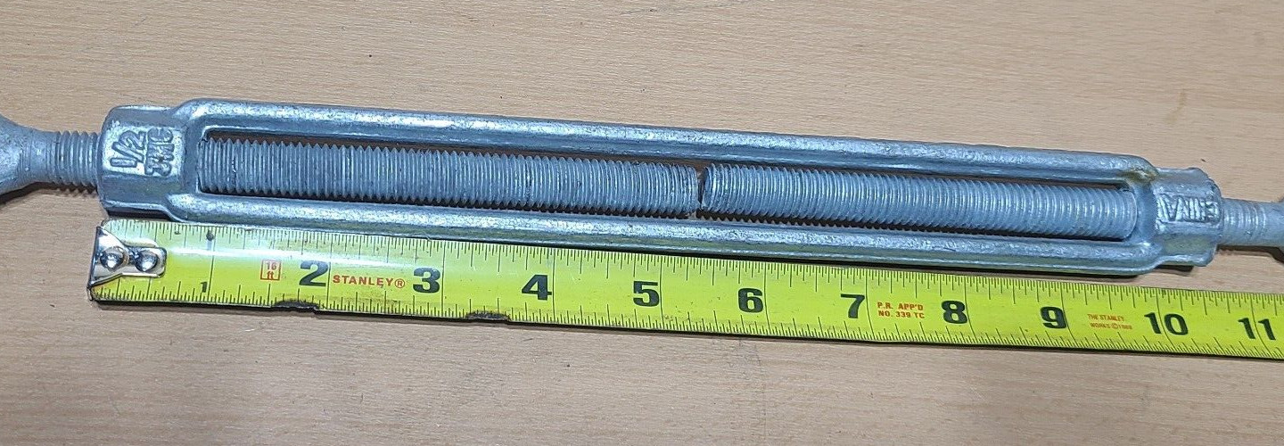 Galvanized Turnbuckle 1/2″ x 16″ Eye-Eye Turnbuckle Forged HDG Cable Rigging