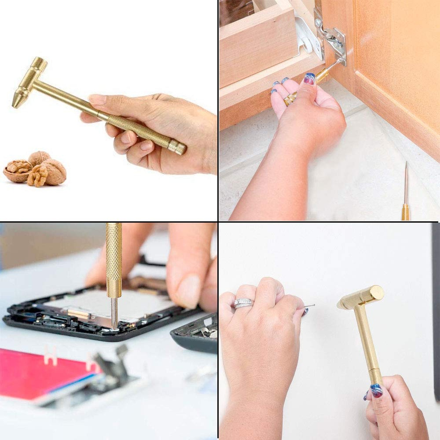 6 in 1 Micro Mini Multifunction Copper Craft Hammer & Screwdriver Hand Tools …