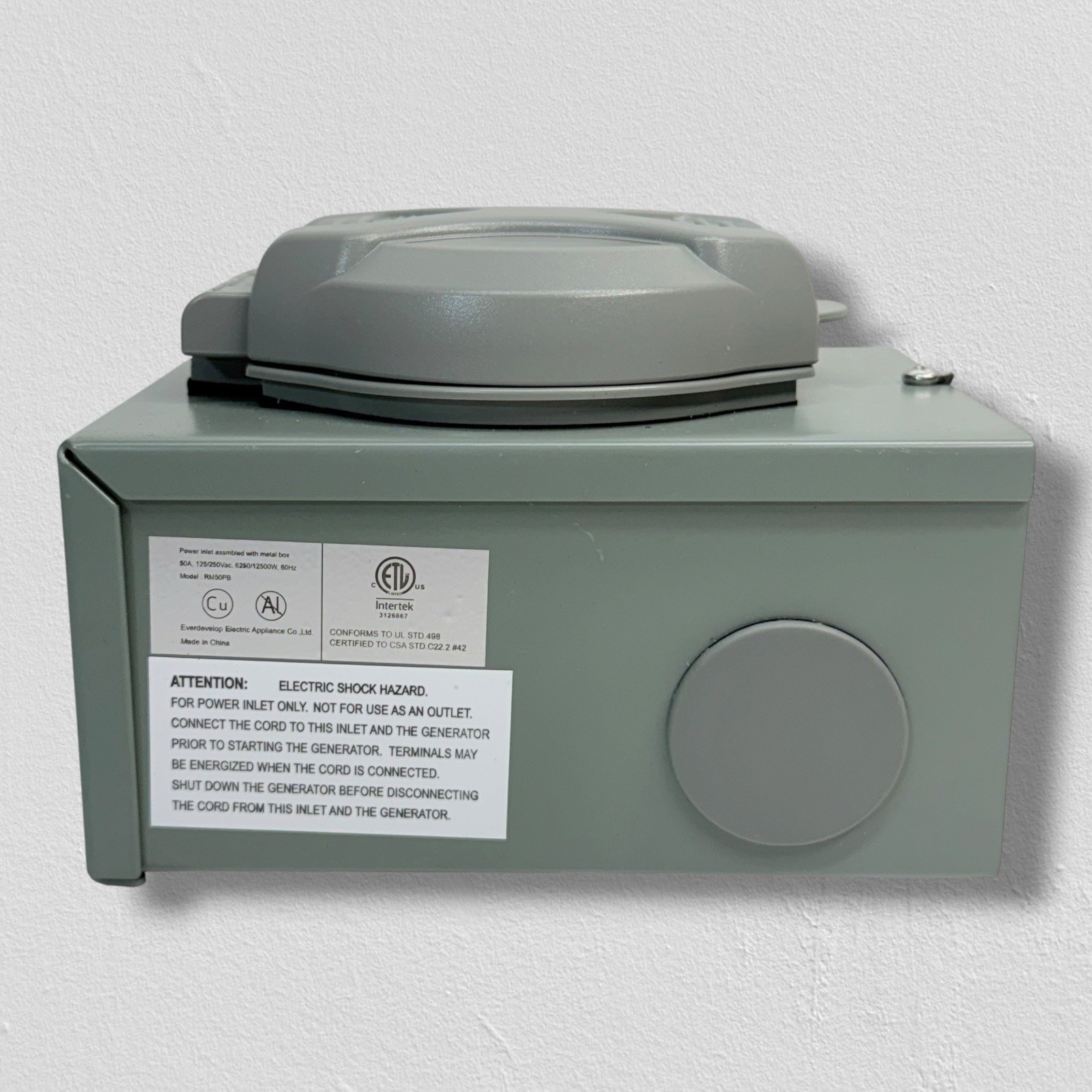 Rophor 50 Amp Generator Power Inlet Box for 3 Prong Generator NEMA SS2-50P